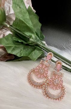 High End American Diamond (AD) style Medium Dangling Earring| Perfect for Wedding,Party wear | Indian, Pakistani,bridal jewelry. Mothers day gift. Medium Style AD Dangling Earrings. Material- American Diamond High End Quality 100% Satisfaction Guarantee: Long Lasting Plating, High-Quality Stones. Perfect for any occassion-Western, Indian and Casual day looks.    Colors Available- -Gold Mint -Gold Pink -Silver Pink -Silver Ruby - Silver Blue - Silver Black -Silver Mint Care: It is advisable that Luxury American Diamond Danglers For Receptions, Pink Hand Set Earrings For Celebration, Pink Elegant Jewelry For Wedding, Elegant Pink Jewelry For Wedding, Elegant Chandbali Bridal Earrings, Elegant Chandbali Bridal Earrings For Wedding, Elegant Bridal Chandbali Earrings For Wedding, Pink Elegant Wedding Jewelry, Pink Round Chandelier Earrings For Wedding