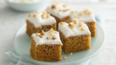 several pieces of carrot cake on a plate