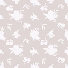 a white flower pattern on a light gray background