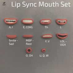 an advertisement for lip sync mouth set on a gray background with other teeth and mouths