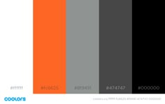 an orange and gray color scheme with the words colors on it in black, white, grey