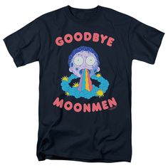 Rick and Morty Goodbye Moonmen T-Shirt Anime Heroes, Hero Movie, Disney Stars, Cartoon Tv, Disney Star Wars, Men T Shirt, Rick And Morty, Cotton Shorts, Demon Slayer