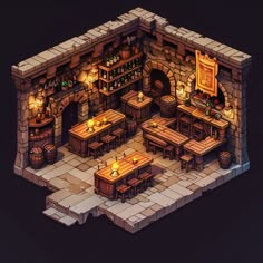 Cozy up in this pixel-perfect medieval tavern!  The perfect addition to your enamel pin collection. ✨  #gamedev #indiedev #worldbuilding #ドット絵 #medieval #fantasy Fantasy Medieval Tavern, Minecraft Medieval Dungeon, Minecraft Fantasy Tavern, Fantasy Isometric, Medieval Pixel Art, Viking Tavern, Medieval Interior Design, Medieval Decorations, Tavern Design