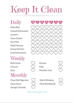 a printable keep it clean poster with hearts