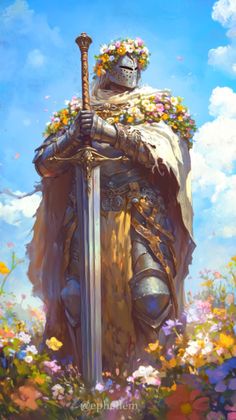 Knight Paintings, Flower Knight, Anime Drawing Books, Knight Art, Fantasy Armor, Mushroom Art, Figure Drawing Reference, Fantasy Warrior, 판타지 아트