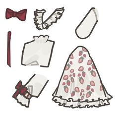 the paper doll is wearing a dress and bow tie with other accessories around her neck