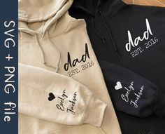 Sleeve Svg, Dad Shirt Svg, Heart On Sleeve, Papa Svg, Papa Shirts, Papa Shirt, Kids Names, Fathers Day Shirts, Cricut Creations