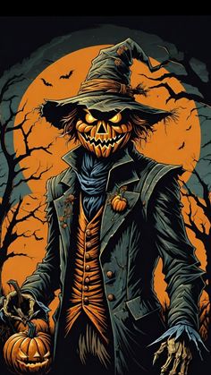 an image of a scarecrow holding a pumpkin