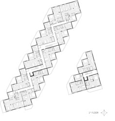 the floor plan for an apartment building with several floors and two levels, all connected to each other