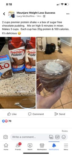 the facebook post has two pictures of food in plastic bags and an image of yogurt