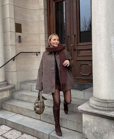 Brown oversozed jacket, brown/maroon scarf&boots. This is a perfect winter outfit inspo for this seasons trends! Click the link to shop winter outfit inspo!🤍 #winteroutfit #outfits #fashion #winterfashion#brown #classy #chic #cute#cuteoutfit #cold #aesthetic #scarfstyle #style #ootd #winterstyle #casual #oldmoney