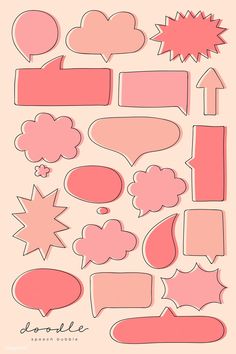 a bunch of different shapes and sizes of speech bubbles