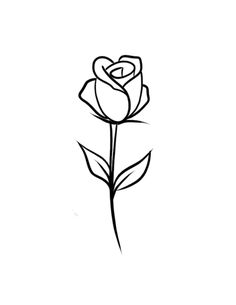 a black and white drawing of a rose