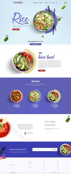 the landing page for a restaurant website