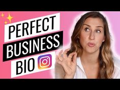 a woman is holding up her hand and pointing to the camera with text that says, perfect business bio