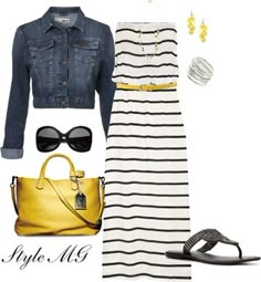 Perfect for a walk along the  beach Nautical Outfits, Mode Tips, Sunset Cruise, Mode Casual, Cruise Wear, Cruise Outfits, Maxi Styles, Cropped Denim Jacket, Stitch Fix Inspiration