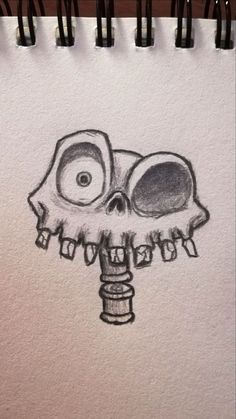 a drawing of a skull with two eyes