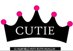 a black and pink crown with the word cutie on it's bottom corner