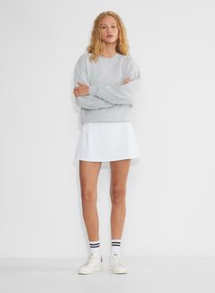 POWERSCULPT™ COURT MICRO SKIRT | Aritzia Tee With Skirt, Skort Outfit, Micro Skirt, Grey Tee, Tennis Skirt, Dress Pant, Crop Tshirt, Bike Shorts, Skirt Pants