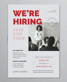 a flyer for a company that is hiring