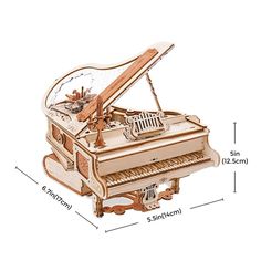 an image of a grand piano that is made out of wood and has musical notes on it