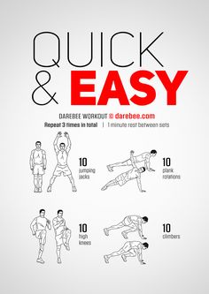 an exercise poster with instructions for quick and easy exercises