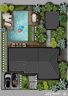 Ландшафт дом дизайн идеи сад парковка участок Landscape Architecture Plan Rendering, Landscape Ideas Drawing Plan, Villa Garden Design Landscaping Plan, Villa Landscape Plan, Villa Landscape Design Plan, How To Draw Landscape Design Plans, Garden Floor Plan, Sims 4 Landscaping Ideas, Sims 4 Garden