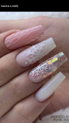 Winter Nails Acrylic, Acrylic Nails Coffin Pink, Winter Nail Designs, Festival Nails, Christmas Nail Designs