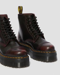 Cherry Red Dr Martens, Red Dr Martens, Galaxy Converse, Galaxy Vans, Leather Platform Boots, Back To College, Dr Martens Boots, Boots Uk, Goodyear Welt