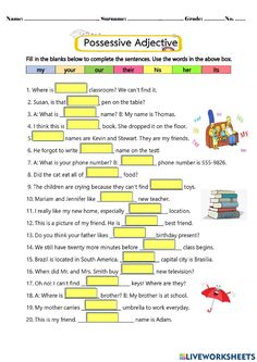 a worksheet with words and pictures on it to help students learn how to use the