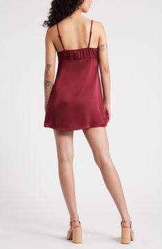 Steal the show in this simple and sweet mini updated in glossy satin and fronted with an eye-catching twist. Sweetheart neck Spaghetti straps 100% polyester Machine wash, dry flat Imported Not available for sale and shipment to Germany Red Grape, Red Grapes, Sweetheart Neck, Twist Front, Not Available, Spaghetti Strap, Top Brands, Spaghetti, Germany