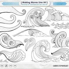 the coloring page for making waves line art