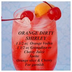 an orange drink with ice and cherries in it