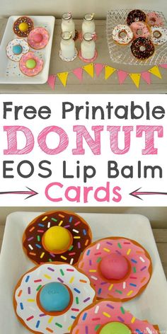 free printable donut eos lip balm cards for kids to play with