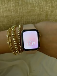 #applewatch #watchface #aesthetic #summer #bracelet #scandinavian #coquette Watchface Aesthetic, Apple Watch Aesthetic Bracelets, Apple Watch Styling, Bracelet Stack With Apple Watch, Apple Watch Stack, Aesthetic Apple Watch