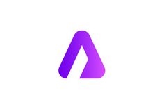 the letter a is made up of two different colors and shapes, with one purple triangle on