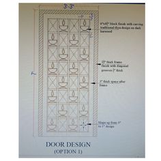 the door design is shown with measurements for each section