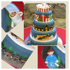 a collage of photos showing different types of cakes with decorations on top and below