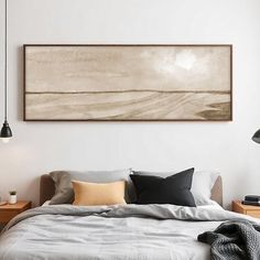 Neutral sunset panoramic art printable wall art bedroom wall decor above bed art long narrow horizontal wall art neutral abstract wall art by CheerfulWatercolors on Etsy