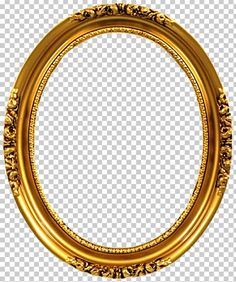 an oval gold frame on a transparent background