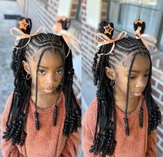 Back To School Braided Hairstyles, School Braided Hairstyles, Playful Hairstyles, Cornrow Hairstyles For School, Braidstyles Hairstyles, Kids Braids With Beads, Kids Cornrow Hairstyles