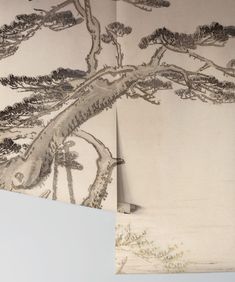 an image of a wall with trees on it