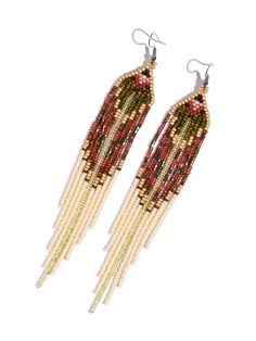 Gold Dust Magic Beaded Earrings | j0446 Desert Shade, Gold Dust, Indigenous Community, Sacred Art, Creative Outlet, Individual Style, Ear Wires, Beaded Earrings, Lay Flat