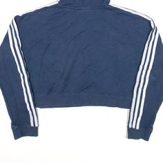 Item is in good used condition. Label Size UK 6. >Size: XS >Armpit To Armpit: 22" >Armpit To Cuff: 17" >Collar To Hem: 17" Adidas Crop, Blue Pullover, Sports Hoodies, Blue Hoodie, Label Sizes, Cuff, Adidas, Collar, Sports