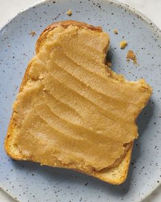 a piece of bread with peanut butter on it