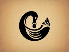 a black swan logo on a brown background with the letter o in it's center