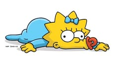 the simpsons character is laying on its stomach