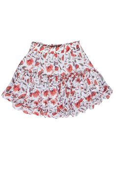 Get ready to turn heads in this fun and flirty MISA Los Angeles mini skirt. The stylish ivory chiffon is accented with a gorgeous red and purple floral print, while romantic ruffles add a touch of charm. Perfect for a lunch date, pair with a puff sleeve top and open-toe mules for a truly stunning look. Size S 100% Viscose Lined Elastic waistband Pull-on Ruffle trim A-line Flounce hem Waist (unstretched) 25" Length 17.5" Ruffled Mini Skirt, Purple Floral Print, Lunch Date, Red And Purple, Puff Sleeve Top, Purple Floral, Red Purple, Ruffle Trim, Puff Sleeve