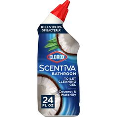 clorox scentiva bathroom cleaning gel, coconut & waterlily, 24 fl oz