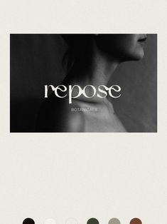 a woman's profile with the words reposse above her chest and below it